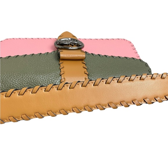 Coach Georgie Whipstitch Colorblock Shoulder Bag Pink Hunter Green EUC C4105 - Picture 9 of 16